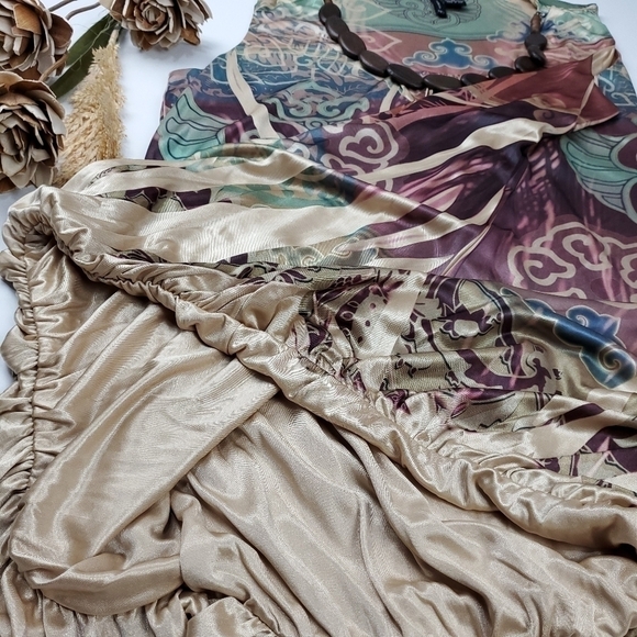 New Gold Multicolored Boho Beaded Blouse XL - Picture 12 of 16